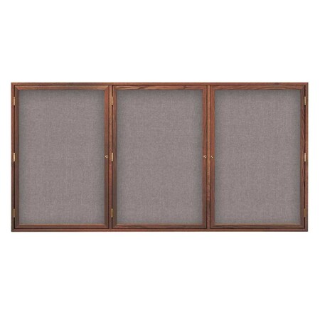 United Visual Products Double Door Enclosed EZ Tack Board, 60"x36", Light Oak/Black UV104EZ-BLACK-LTOAK